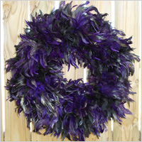 Purple and black feather wreath