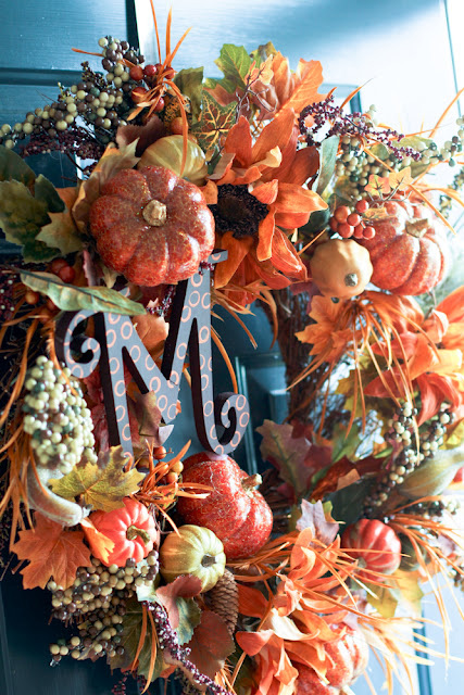 Fall monogram wreath -- Scissors and Spatulas