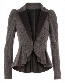 Grey Textured Peplum Jacket 