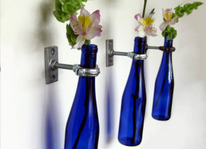 Wine bottle wall vases