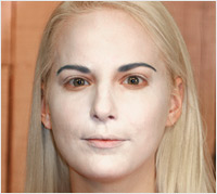 Halloween Hunger Games makeup tutorial - face with white foundation