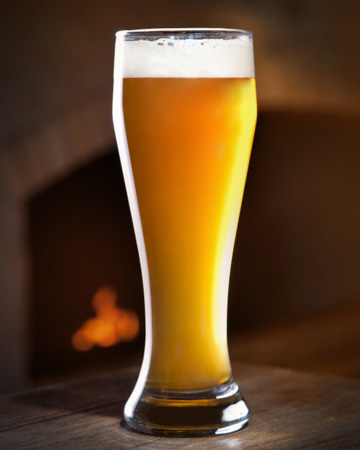 Beer in front of fireplace