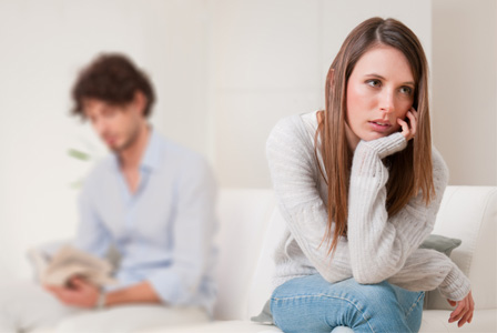 Woman annoyed with husband