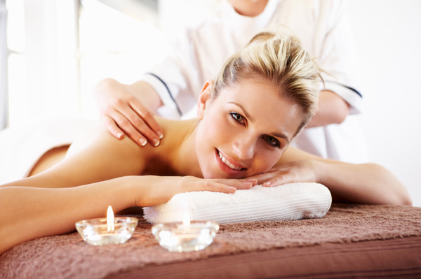Woman relaxing at spa