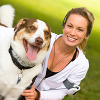 Woman exercising with dog