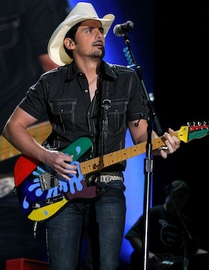 Brad Paisley and his guitar at the CMAs