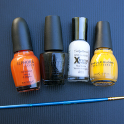 Nail polish colors for the San Francisco Giants nail design