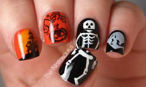 Funny bones nail design