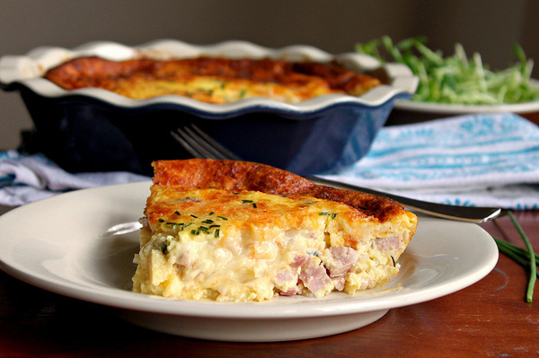 Ham, cheese and onion quiche