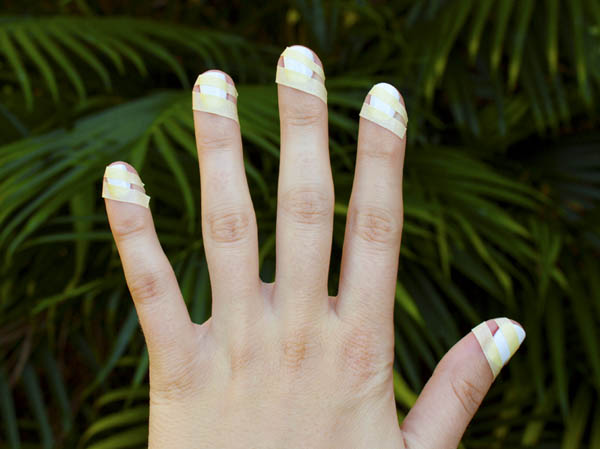 Apply tape for candy cane stripes