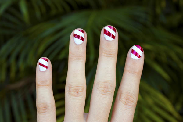 Remove tape to show red stripes