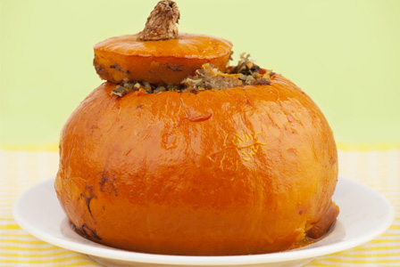 Pumpkin stuffed with meat