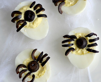 Spider deviled eggs