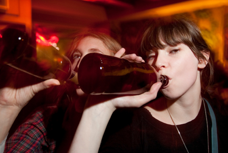 Teen girls drinking