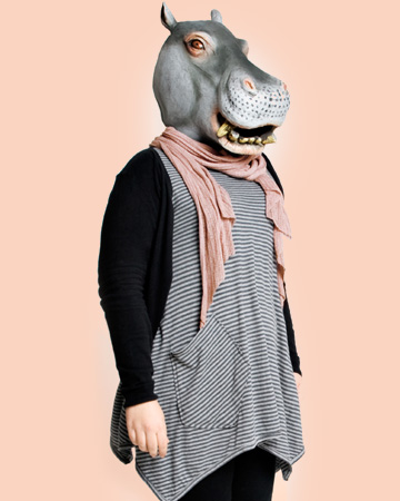Woman dressed up like rhino