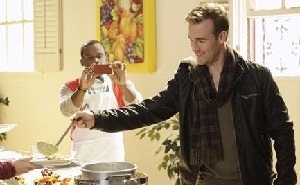 James' soup kitchen photo op
