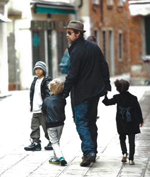 Brad Pitt and some of his big brood