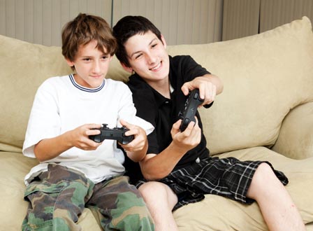 boys playing video games