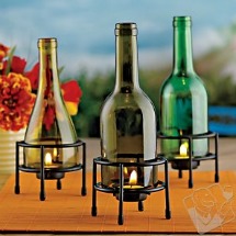 Wine bottle candleholders