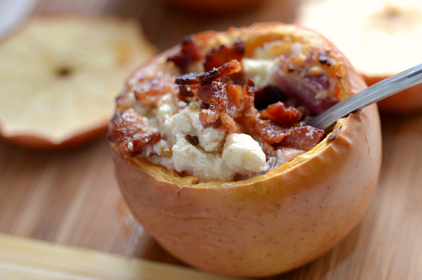Bacon & goat cheese stuffed apples