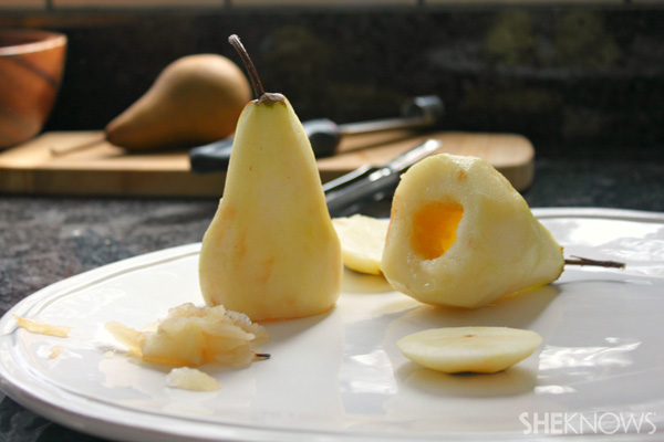 Stuffed and baked pear dumplings