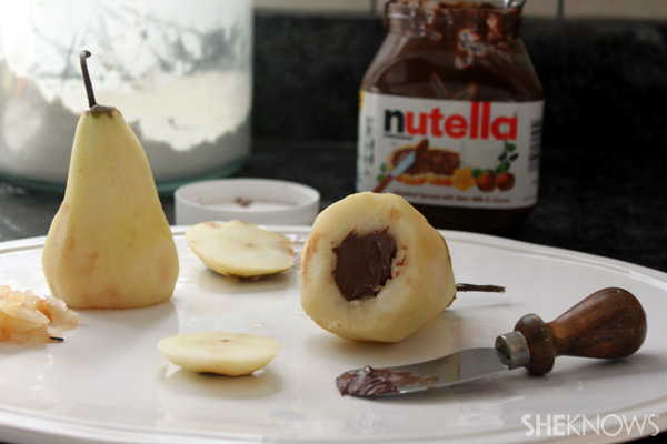 Stuffed and baked pear dumplings
