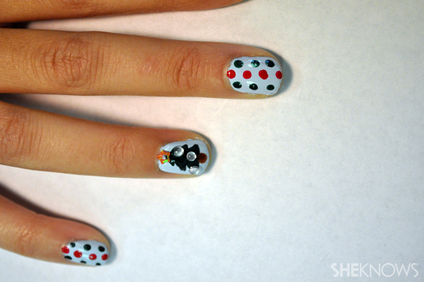 A 'Borrowed and Blue' Christmas tree nail design