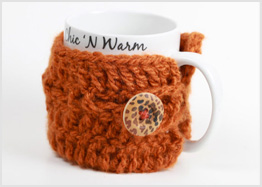 Cute as a button handmade mug cozy