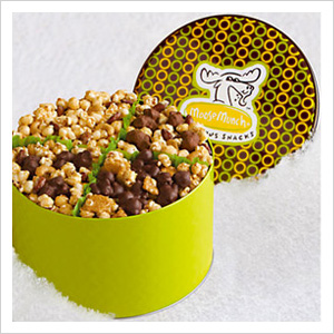 Harry and David Holiday Moose Munch Popcorn Gift Tin Classic, harryanddavid.com, $39.95