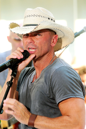 Kenny Chesney performing during Thanksgiving football game