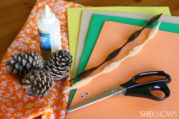 Pinecone turkey craft supplies