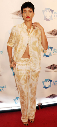 Rihanna wearing ajamas fashion
