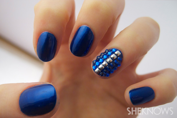 50 Blue Nail Art Designs And Design Beautiful Silver Strip Blue Nail Art Trends 2016
