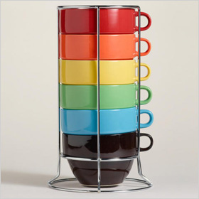 Multi-Color Jumbo Stacking Mugs Set of 6, www.worldmarket, $17.99