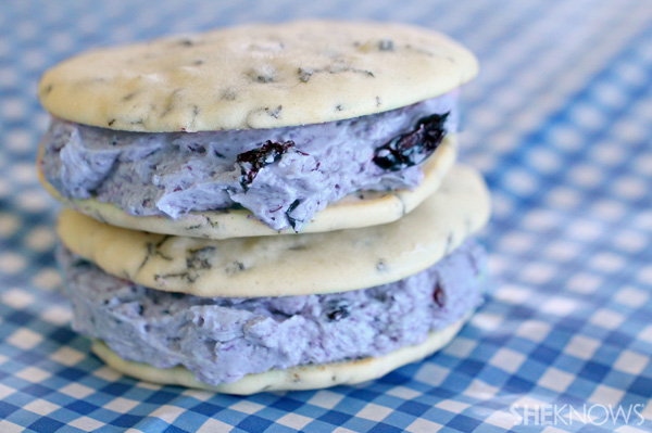 Blueberry and basil whoopie pies
