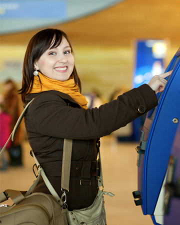 Woman checking in at airport
