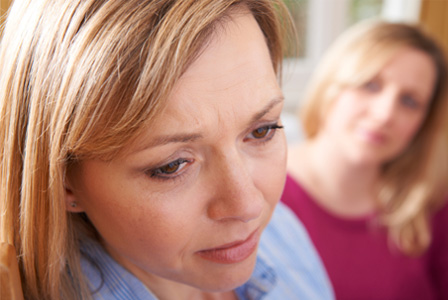 Woman upset with sister