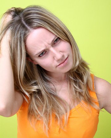 Woman with dandruff