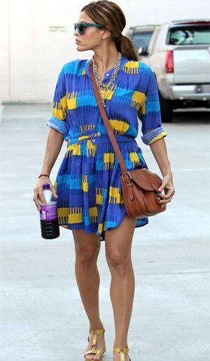 Printed blue and yellow dress