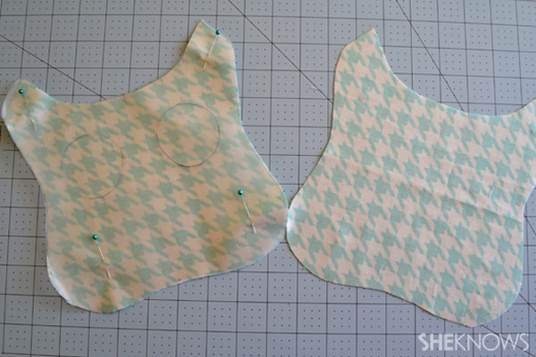 DIY Owl Pillow: cut out front and back fabric