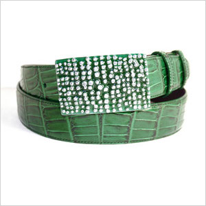 green leather belt