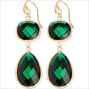 Emerald and gold drop earrings