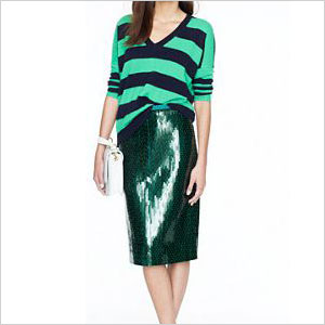 green pencil skirt