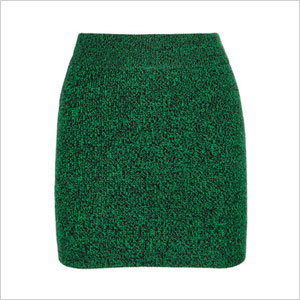 green mini skirt