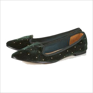 green studded slippers