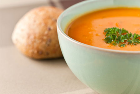 Orange juice and pumpkin soup