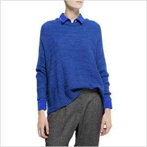 Blue open work sweater