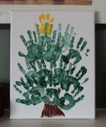 Christmas tree handprint art