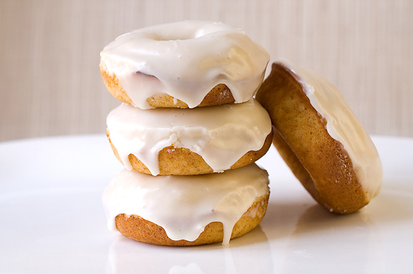 Eggnog doughnuts with eggnog rum glaze