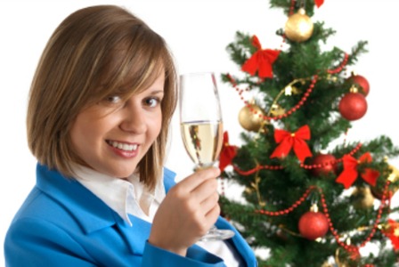 Woman at company Christmas party